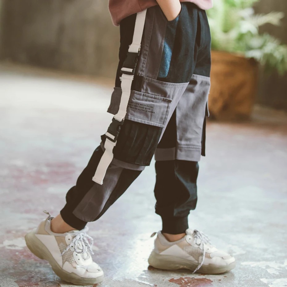 Штаны для мальчиков; штаны в стиле пэчворк для мальчиков; детские брюки с эластичной резинкой на талии; осенние модные детские брюки-карго для мальчиков; уличная одежда