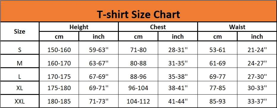 T shirt 尺寸