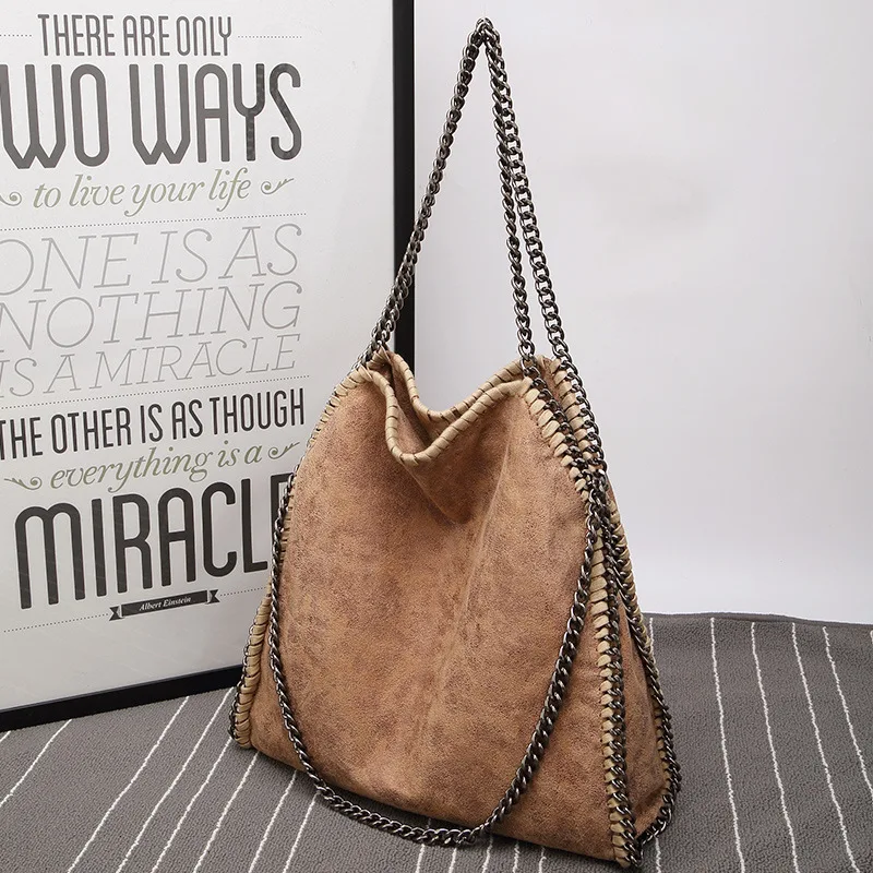 2021 FIRMRANCH New Frosted Material Handbag Chain Woven Foldable Fashion Shoulder Women Multi-Funcation Bag Steady Quality Big