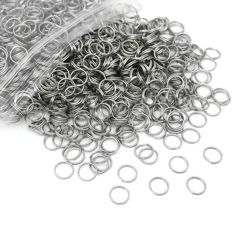 100 Pcs 6-20mm portachiavi Color argento lucido foro in acciaio inossidabile portachiavi portachiavi linea rotonda portachiavi risultati dei connettori