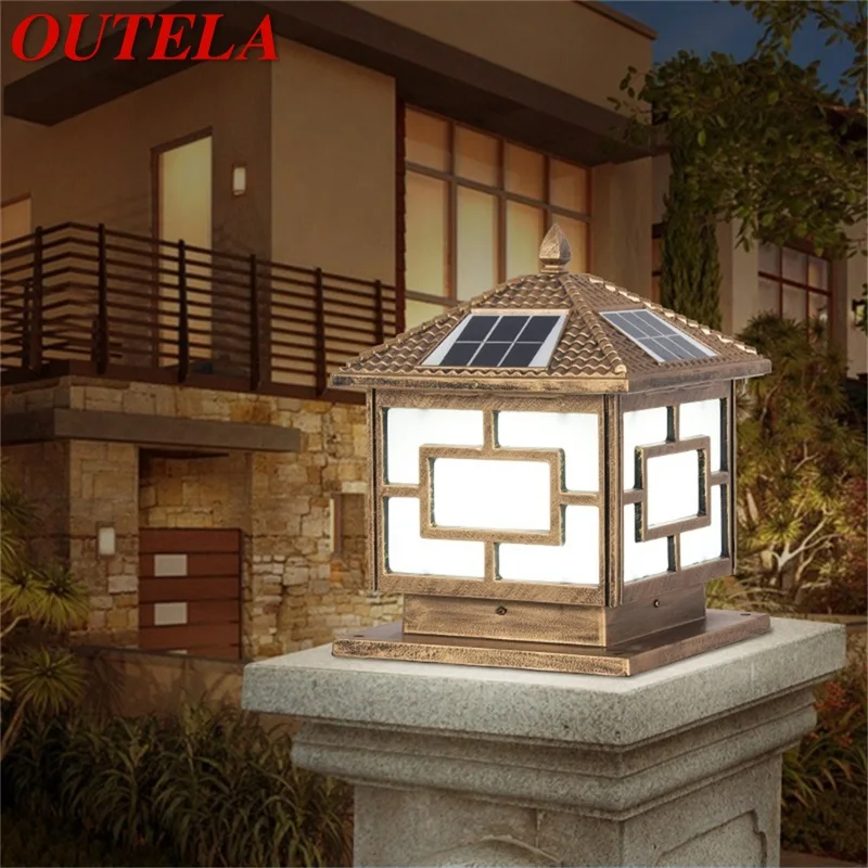 

OUTELA Solar Outdoor Light LED Post Light Waterproof Modern Pillar Lighting For Patio Porch Balcony Courtyard Villa