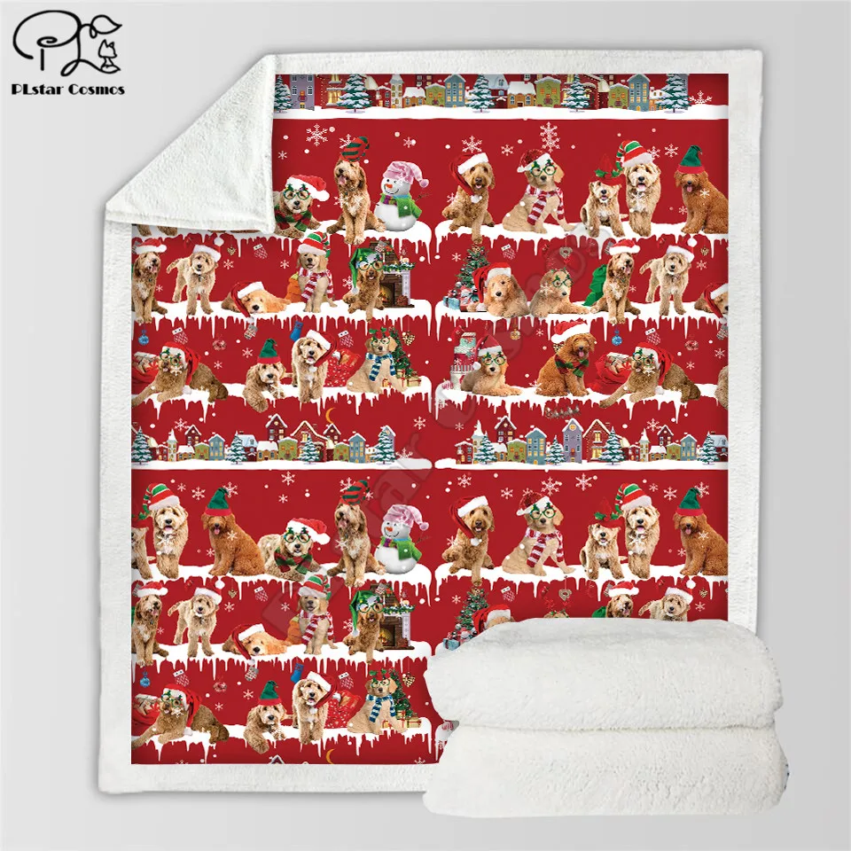 

Poodle Merry Christmas 3d printed fleece blanket Beds Hiking Picnic Thick Fashionable Bedspread Sherpa Throw Blanket 02