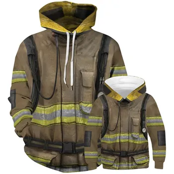 

New 2020 Family Matching Outfits Firefighter Suit 3d Printed Hoodies kids Boys Girls Father Mommy Son Daughte Hooded Sweatshirts