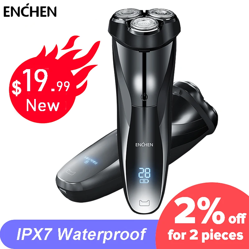  ENCHEN Blackstone 3D Electric Shaver Razor For Men IPX7 Waterproof Wet & Dry Dual Use LCD Display Face Beard Shaving Razor 