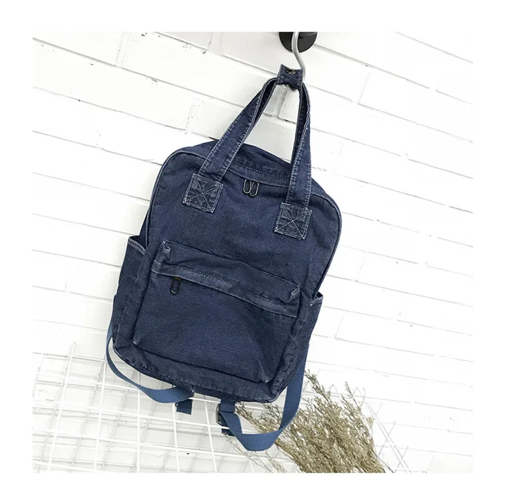 Mochila feminina, bolsa de denim na faculdade,