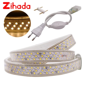 

220V 2835 LED Strip Three Row 276 LEDs/m Waterproof Flexible Tape LED Light Lamp Kitchen Decoration With EU Plug