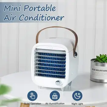 

Mini USB Portable Air Conditioner Fast Cooling Humidifier Mute Silent Fan Three-layer Refrigeration with Ice Box for Home Office