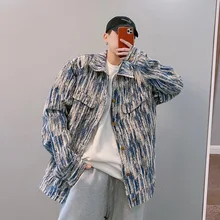 

QIWN 2021 Fall Hot Sale Jacket Blue and White Jacket Loose Denim Jacket Men's Jacket Bomber Jacket Puffer Jacket Men Clothing