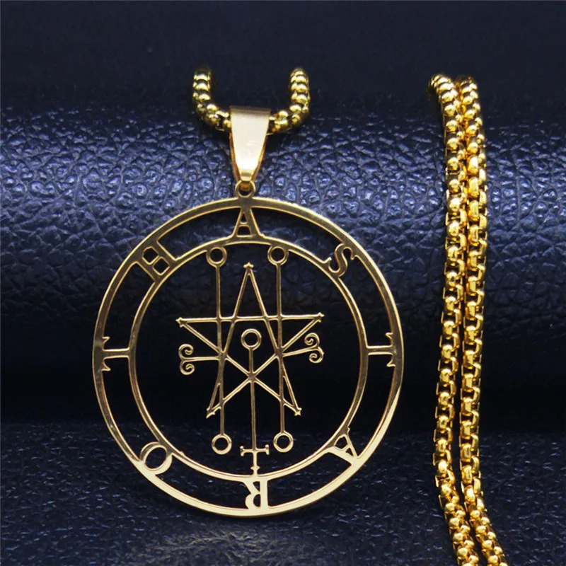 Ожерелье из нержавеющей стали Astaroth Sigil Goetia золотистого цвета с печатью Соломона