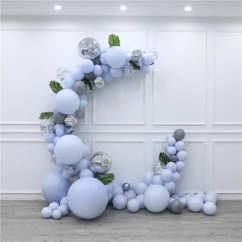Макарон синий серый пастельные воздушные шары-гирлянды арочный комплект Серебряный День рождения Свадьба детский душ юбилей, вечеринка, украшение