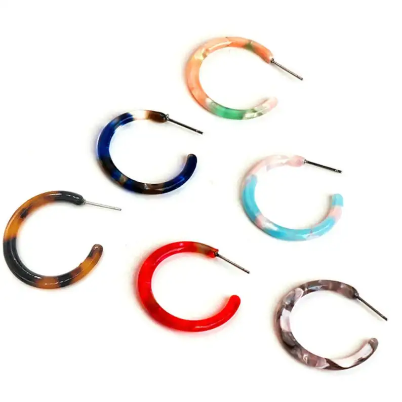 

5pairs Half Hoop stud Geometric various colors Half Moon Circle Earrings Women Summer Beach Earrings Jewelry Gifts