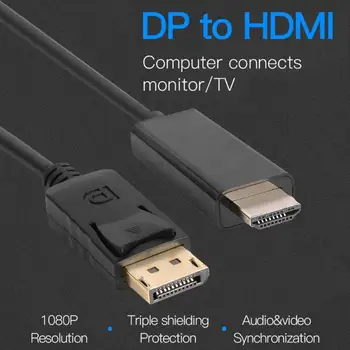 

1.8m Display Port to HDMI Cable Gold Plated 1080P DP to HDMI Adapter Cable for PC Tablet DV MP4