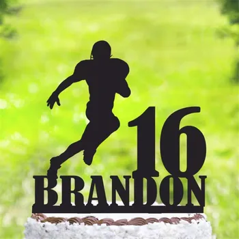 

Personalized American Football Birthday Cake Topper, Customizable Birthday Cake Topper, Silhouette Football Player Cake Topper