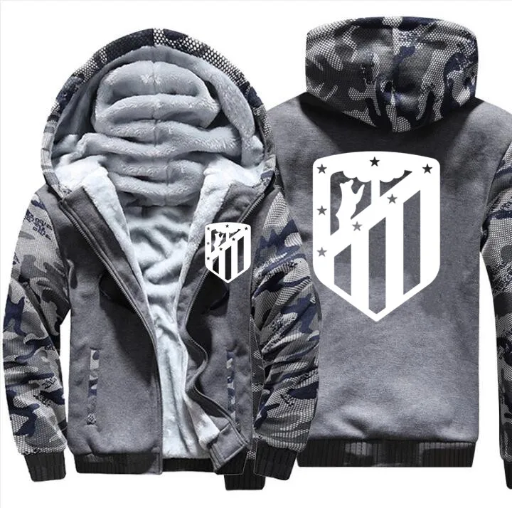 Темно-серый Испания футбол Futbol утолщение молнии Толстовка Camiseta La Liga - Цвет: Темно-серый