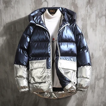 

Winter men's jacket Korean Thicken warm jackets coats mans streetwear Plus size Windproof/waterproof Bright glossy high quality
