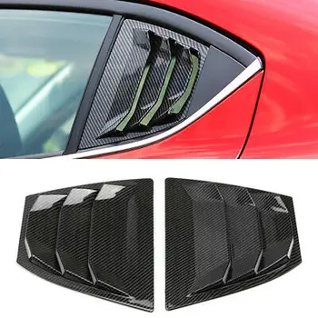 

Carbon Fiber Style Rear Window Shutter Cover Trim 2pcs For Mazda 3 / Axela 14-18