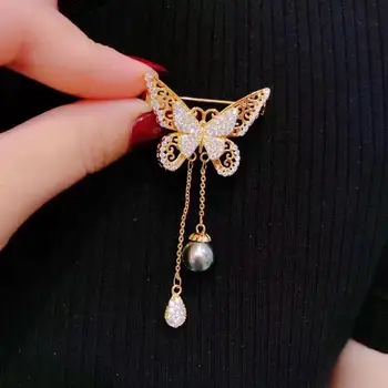 

Butterfly Brooch Pin Mountings Findings Settings Base Parts Fittings Accessories for Akoya Edison Pearls Agate Beads Stones