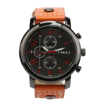 

DUOBLA Brand men watch Luxury Quartz wrist watch Leather strap Sports Outdoor waterproof dial Orange Military men watches 8z