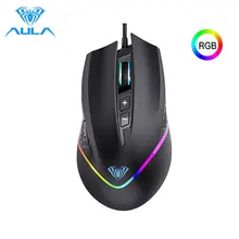 Aula f805 rgb gaming mouse 6400dpi com fio backlit usb computador mouse gamer 7 botões programáveis ergonômicos para desktop portátil