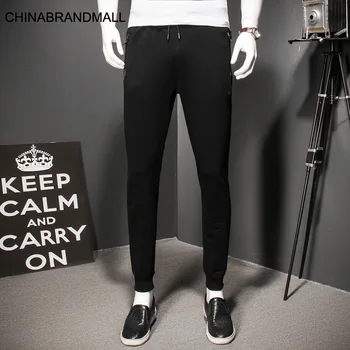 

Autumn Men Plus Fat Plus Size Elastic Waist Drawstring Sports Pants Fat Man Knitting Close The Mouth Wei Pants Male Trousers