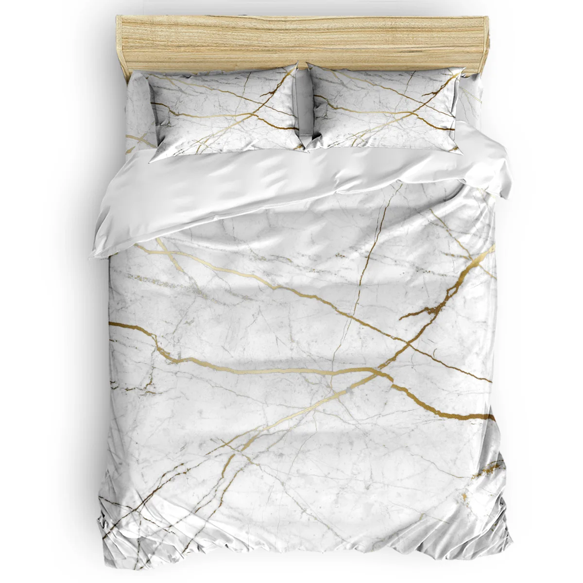 

Gold Flash Marble Trend Duvet Cover Set Vintage Floral Art Design Collection of 3/4pcs Bedding Set Bed Sheet Pillowcases Cover