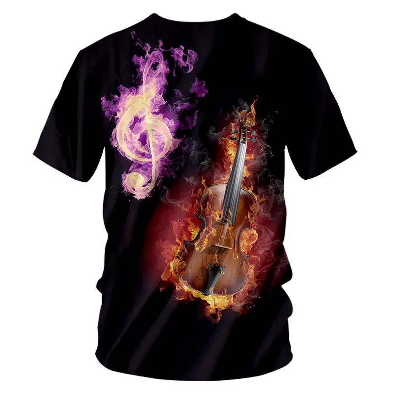 Custom T-shirts MenWomen Short Sleeve V-neck T-shirt Novelty 3D Print Guitar Music T shirt Summer Hip Hop Rock Rap Tees S-7XL (2)