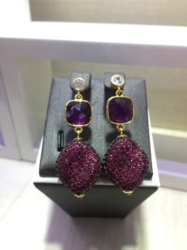 

new disigh color stone pruple and red long earring