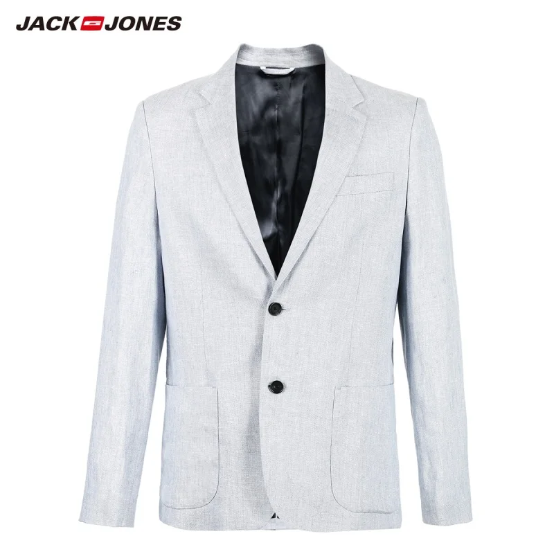 JackJones Мужской приталенный льняной бизнес-Повседневный блейзер мужская одежда 219108517