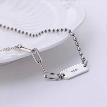 

Vintage Long Card Necklaces & Pendants Real 925 Sterling Silver Necklace For Women Fashion Bead Chain Fine Jewelry Gift 925-285