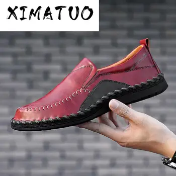 

2020 spring and autumn men's new leather casual shoes large size handmade fashion shoes color matching men's shoes DD-91