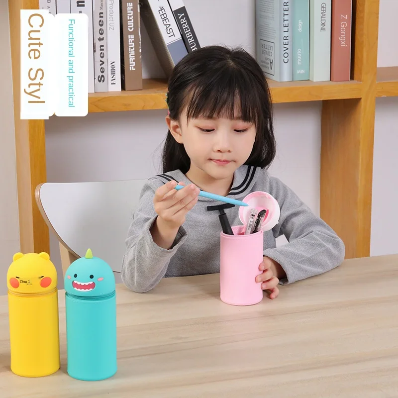 

Kawaii Cartoon Silicone Pen Holder Large Capacity Students Pencil Cases Kalem Kutusu School Supplies Pencil Bags Astuccio Scuola