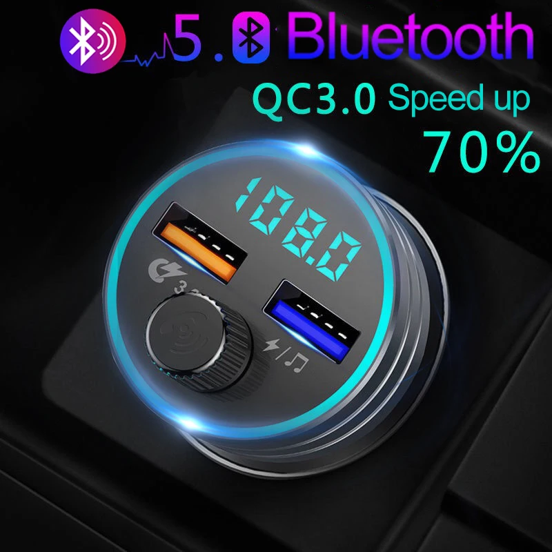 Автомобильный FM-модулятор JINSERTA QC3.0 быстрое зарядное устройство Bluetooth MP3-плеер