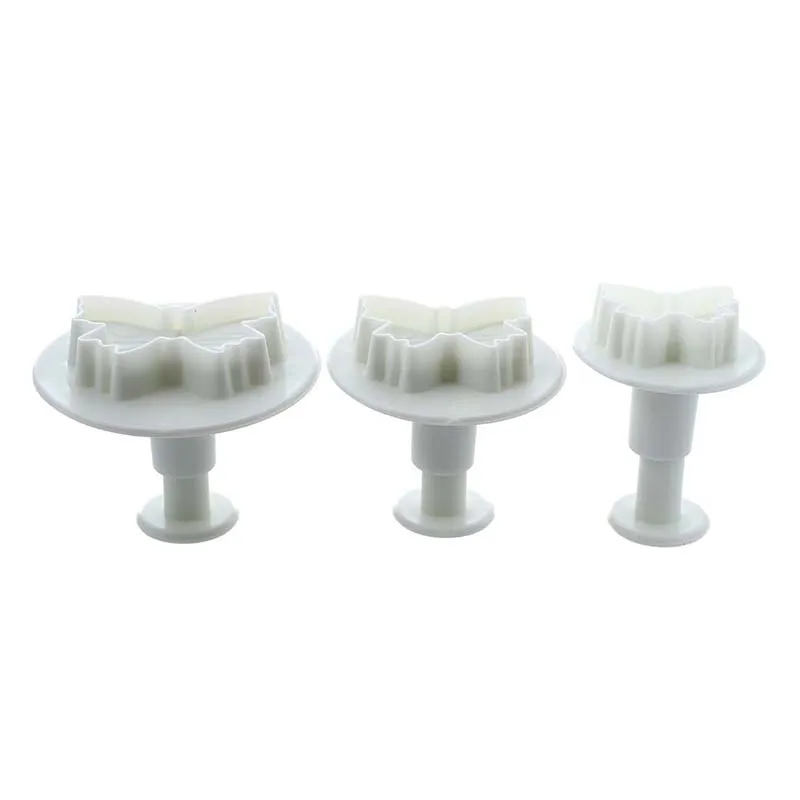 3Pcs White Fondant Gum Paste Plunger Cutter - Butterfly