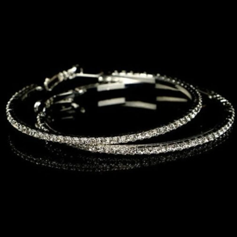 Модные круглые стразы, серьги-кольца для женщин, Большие серебряные/Золотые серьги с круглой петлей, массивные ювелирные изделия, Brincos Z4E780