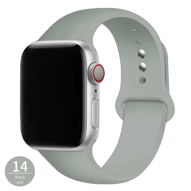 Silicone Strap For Apple Watch Band 42mm 45mm 38mm 44mm 40mm Smartwatch Rubber Sports Watchband Bracelet iWatch series 7 6se 5 4 Light Grey