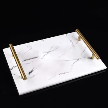 

Nordic Imitation Marble Texture Resin Tray Plate Bathroom Storage Tray Rectangular Jewelry Display Plate Bathroom Decoration
