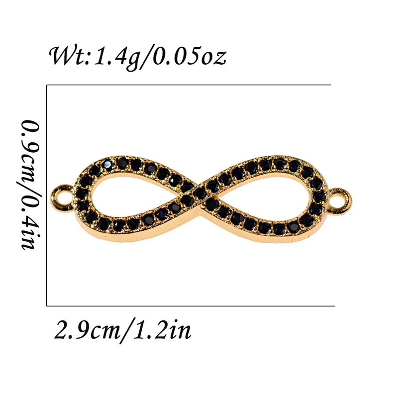 OIQUEI цифровой 8 черный циркон символ бесконечности медь Подвески Разъем аксессуары DIY браслет ожерелье ювелирных изделий