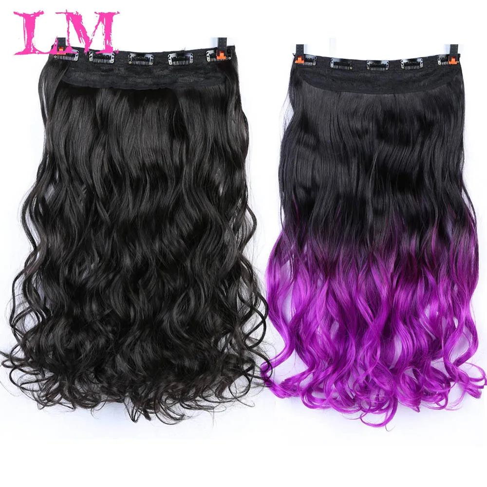 

LiangMo 24 inches Clip on Wire Hair Extensions Secret Invisible Wire One Piece for Ombre Hair Synthetic Hairpiece