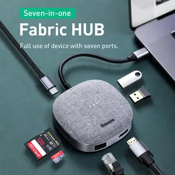 

Baseus USB C Hub HDMI With PD Power Adapter For Macbook Laptop Type C Docking Station Phone USB Splitter 4K Output Card Reader