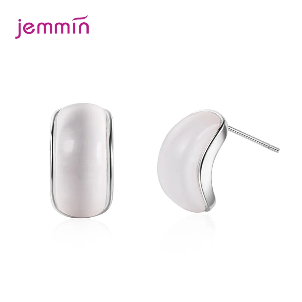 

Simple Semicircular Arc Arch Stud Earrings 925 Sterling Silver C Letter Shaped Ear Jewelry Party Wedding Gift