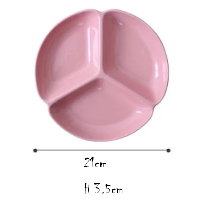 Японский разделенный поднос разделенная тарелка для завтрака для обеда ужина Heatable керамическая тарелка для домашнего отеля ресторана шуол - Цвет: plate-8 inch pink