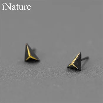 

INATURE New Fashion 925 Sterling Silver Geometric Triangle Stud Earrings For Women Men Gothic Street Pop Hip Hop Ear Jewelry