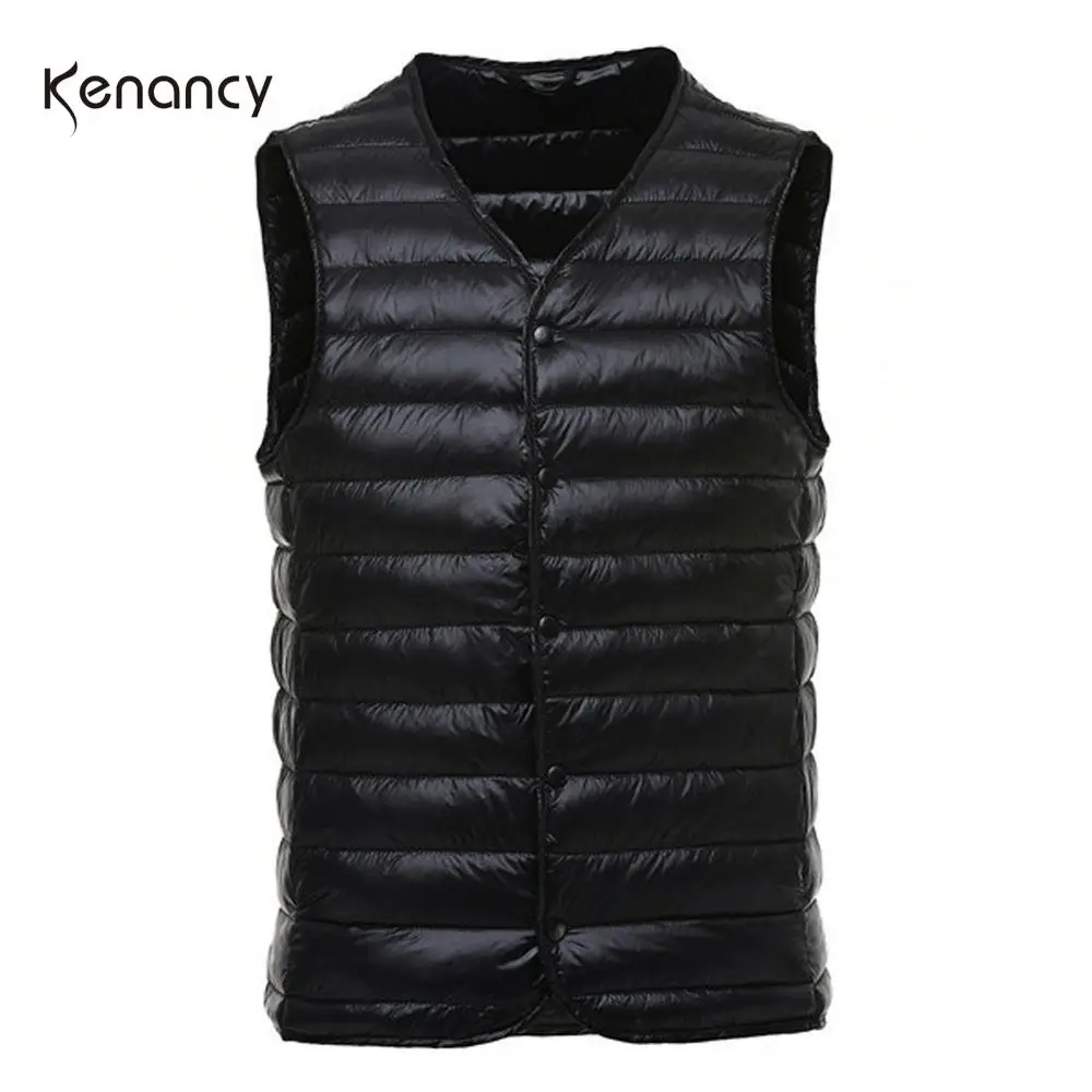 Модный повседневный мужской жилет Осень зима теплый без рукавов с V образным