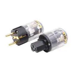 1 комплект P-029 и C-029 медная позолоченная штепсельная Вилка для IEC аудио соединительный шнур питания Кабельные вилки E65C