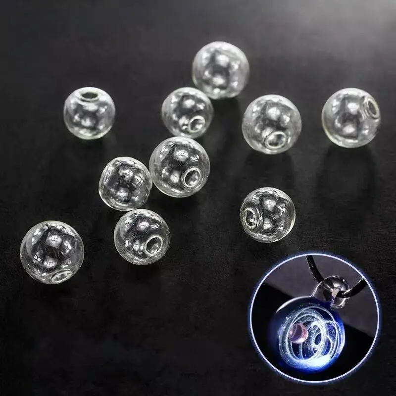 8pcs 6/8/10/12/14/16/18/20/25/30mm Empty hollow glass ball hole round bubble vial glass globe orbs jewelry findings beads