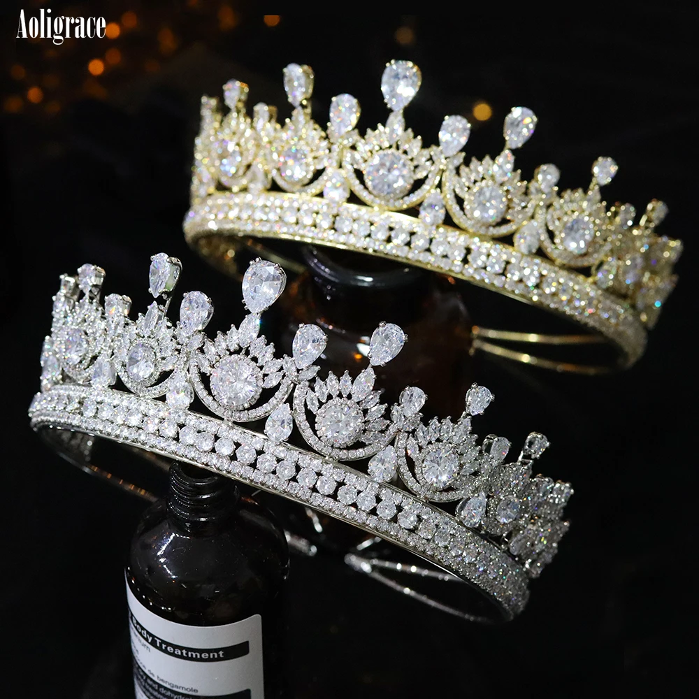 Luxury CZ Cubic Zirconia Adult Wedding Bridal Party Pageant Prom Tiara Crown 