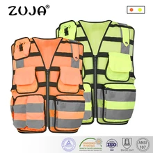 Высокая видимость светоотражающий мужской женский дышащий жилет безопасности с карманами дорожная защитная спецодежда