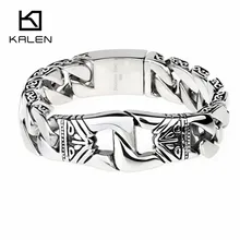 21 см нержавеющая сталь наручники Очаровательные Браслеты Ретро Мужские браслеты Высокое качество крутой мужской Байкер ювелирные аксессуары