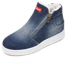 Джинсовые ботинки для женщин; зимняя обувь; зимние ботинки; классические ботинки; повседневная обувь с круглым носком; женские ботинки