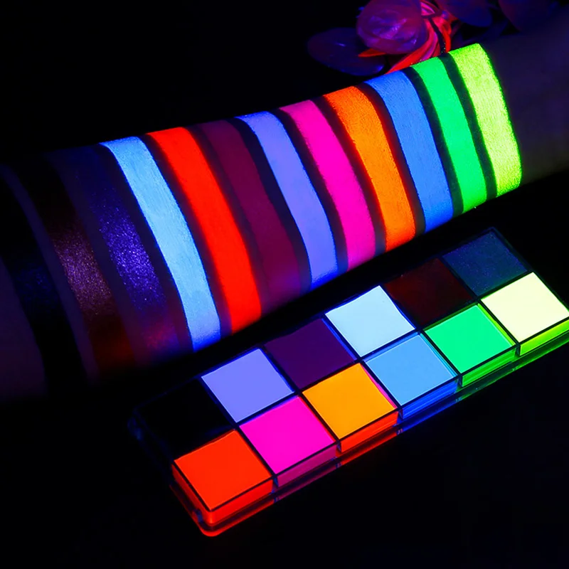 12 Colors UV Glow Oil Halloween Waterproof Body Paint Fluorescent Glowing Neon Face Beauty Makeup Tattoo Face Theatrical Makeup body face paint face body paint